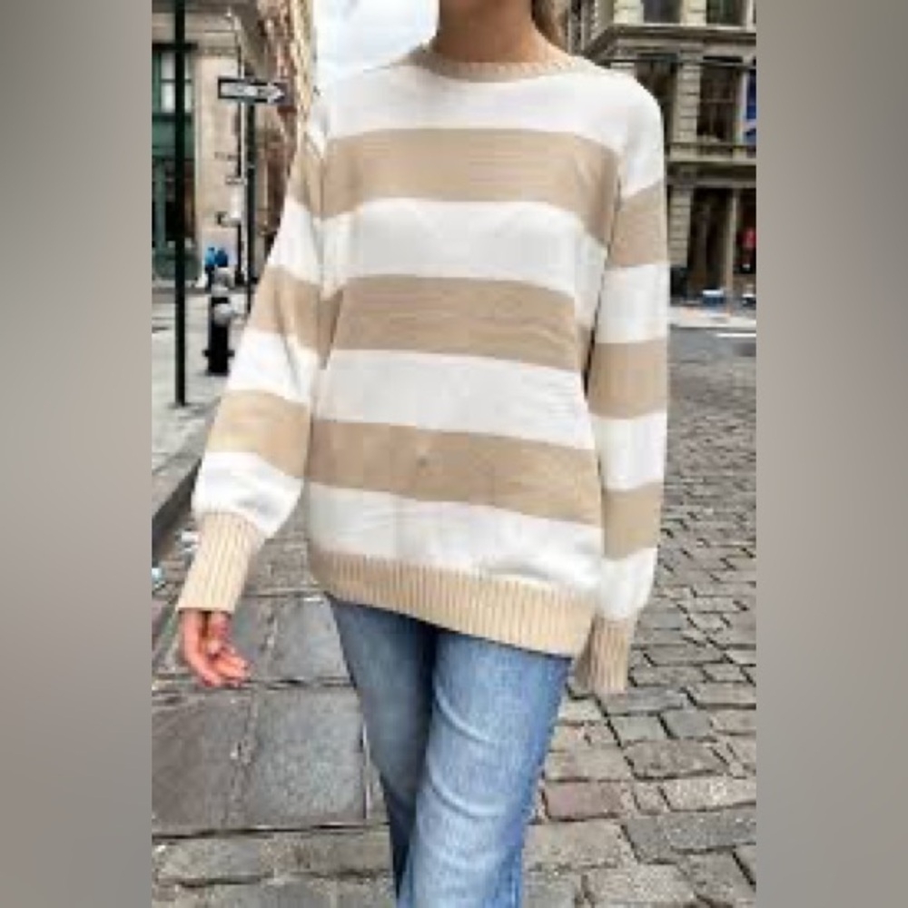 Brianna White Striped Sweater